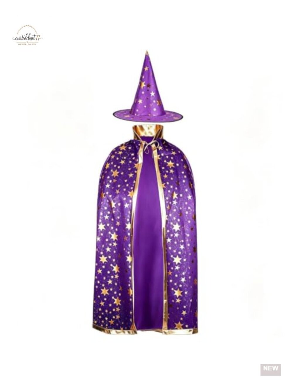 Wizard Costume Set - Cape & Hat Halloween Cosplay Cloak for Adults Polyester
